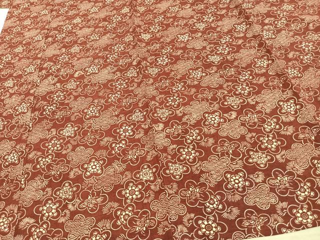 平和屋着物▽上質な小紋 単衣 紬地 花づくし 正絹 逸品 未使用