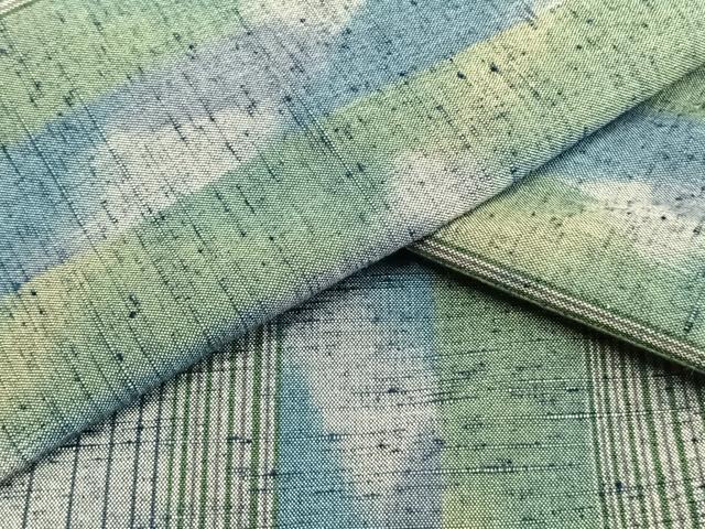 平和屋着物▽上質な紬　単衣　間道　正絹　逸品　AAAV8329fy