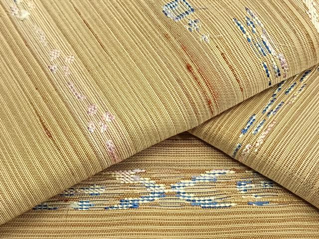 平和屋着物▽上質な紬　単衣　幾何学文様　正絹　逸品　AAAV8332fy