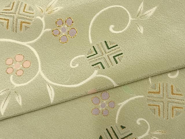 平和屋着物▽訪問着 単衣 駒刺繍 花唐草文 金彩 高島屋扱い 平和屋着物▽訪問着 単衣 駒刺繍 花唐草文 金彩 高島屋扱い