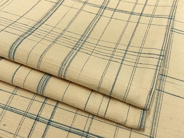 平和屋着物▽上質な紬 　単衣　格子 　正絹　逸品　未使用　AAAV8355fy