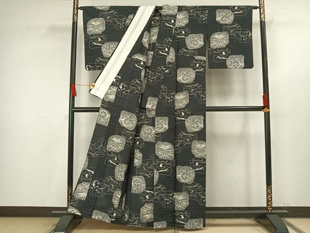 平和屋着物●小千谷紬　百柄　正絹　逸品　CAAW7239yc 平和屋着物○小千谷紬 百柄 正絹 逸品 CAAW7239yc