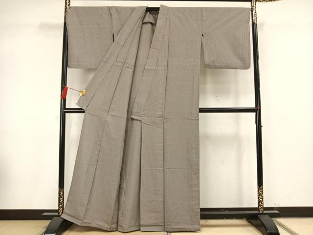 平和屋着物▽上質な紬 単衣 縞 正絹 逸品 AAAV8366fy