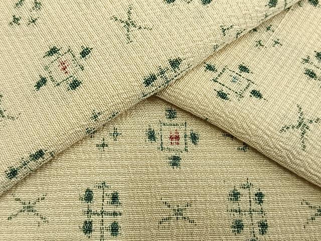 平和屋着物▽お召　単衣　幾何学文　正絹　逸品　AAAV8382fy