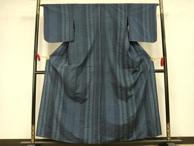 平和屋着物▽小紋 無双 紗袷 紗×絽 手描き 草花文 正絹 逸品