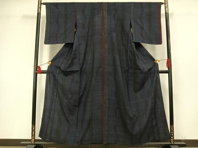 平和屋着物▽本場結城紬　重要無形文化財　単衣　80亀甲　亀甲文様　正絹　逸品　未使用　AAAZ9154fy 平和屋着物▽本場結城紬 重要無形文化財 単衣 80亀甲 亀甲文様