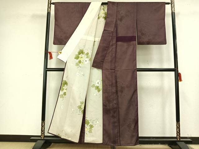 平和屋着物▽小紋 無双 紗袷 紗×絽 手描き 草花文 正絹 逸品