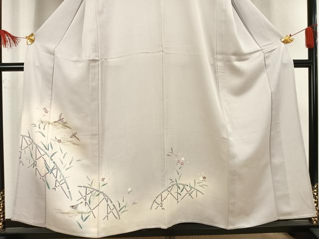 平和屋着物▽訪問着　単衣　花鳥文　暈し染め　金彩　正絹　逸品　AAAV8405fy 平和屋着物▽訪問着 単衣 花鳥文 暈し染め 金彩 正絹 逸品