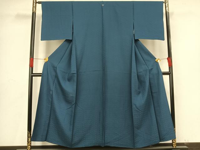 平和屋着物▽上質なお召　色無地　単衣　毘沙門亀甲地紋　梅染色　正絹　逸品　DAAT9214az 平和屋着物▽上質なお召 色無地 単衣 毘沙門亀甲地紋 梅染色