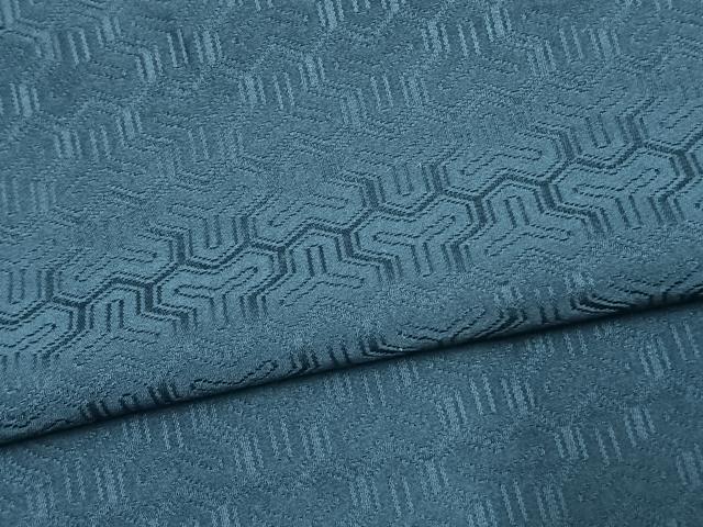 平和屋着物○上質な色無地 舞桜地紋 灰青色 正絹 逸品 未