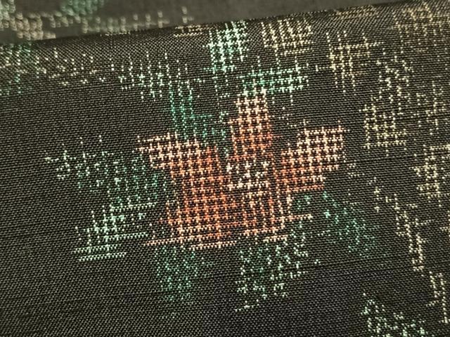 平和屋着物▽上質な紬 単衣 枝花文 正絹 逸品 未使用