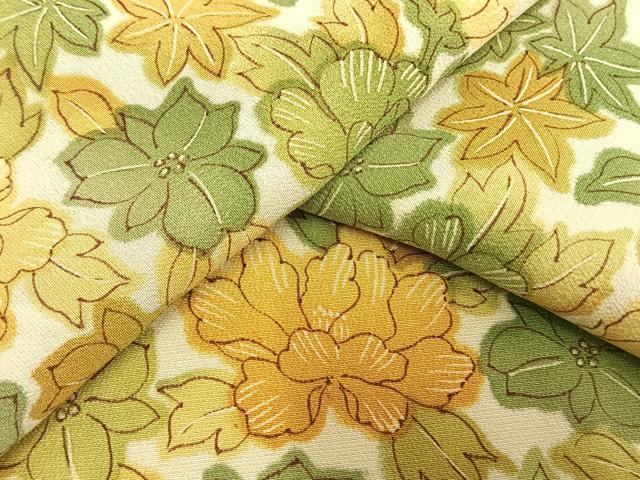 平和屋着物▽上質な小紋　単衣　草花文　正絹　逸品　AAAV8427fy