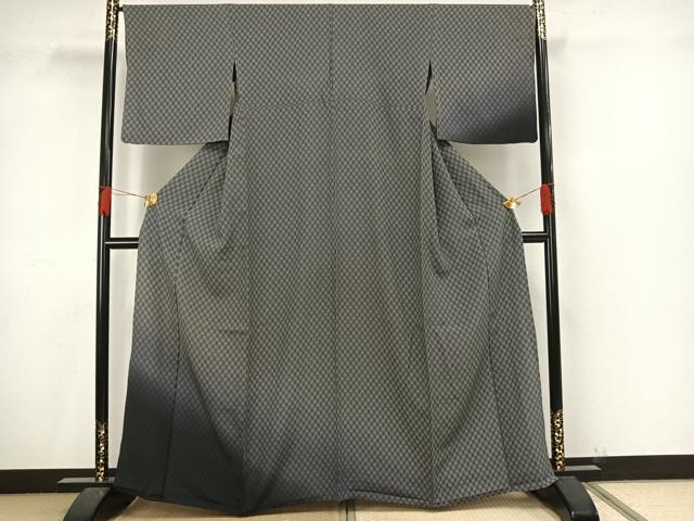 平和屋着物▽訪問着　単衣　市松文様　暈し染め　正絹　逸品　AAAV8439fy