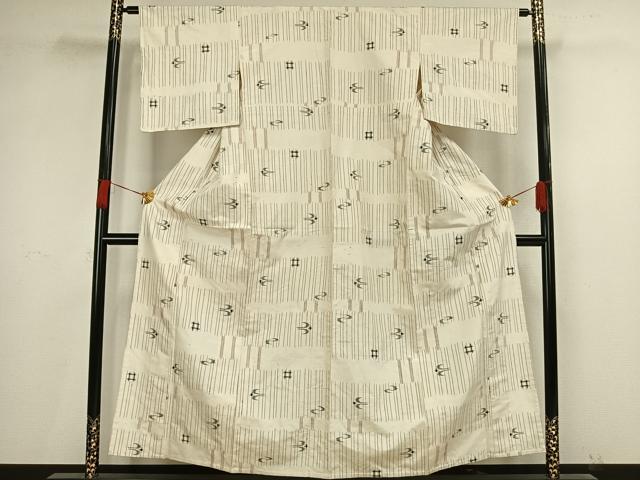 平和屋着物▽上質な紬 単衣 琉球絣 正絹 逸品 AAAV8459fy