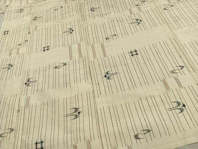 平和屋着物▽上質な紬 単衣 琉球絣 正絹 逸品 AAAV8459fy