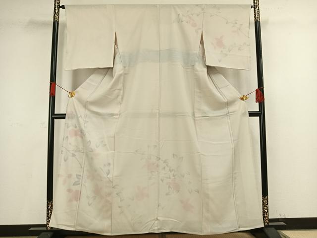 平和屋着物▽訪問着　無双　紗袷　紗×紗　草花文　正絹　逸品　AAAV8462fy