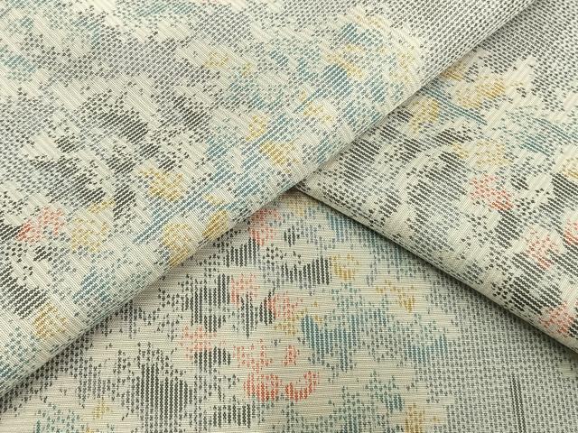 平和屋着物▽上質な紬　単衣　樹林文　正絹　逸品　AAAV8483fy