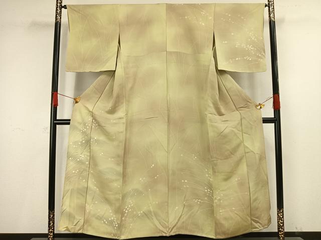 平和屋着物▽訪問着　単衣　草花文　暈し染め　金糸　正絹　逸品　未使用　AAAV8491fy