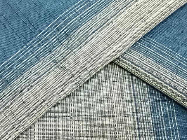 平和屋着物▽上質な紬　単衣　縞　正絹　逸品　AAAV8497fy