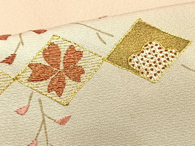 平和屋着物▽訪問着 単衣 駒刺繍 菱花文 暈し染め