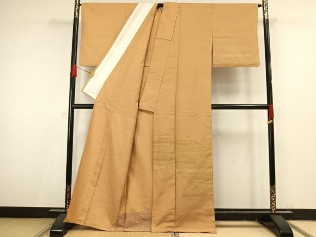 平和屋着物○訪問着 作家物 龍雲 紬地 斜縞 正絹 逸品 AAAU8296zg