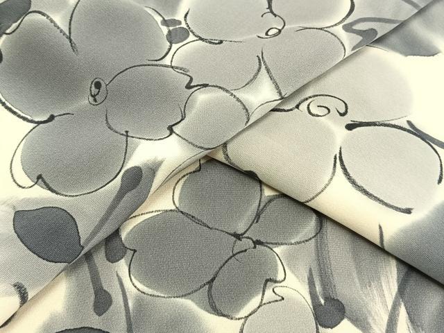 平和屋着物▽上質な小紋　単衣　手描き　草花文　暈し染め　正絹　逸品　AAAV8511fy