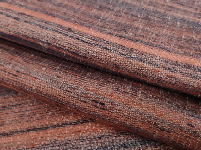 平和屋着物●上質な紬　横段文　正絹　逸品　AAAV8889ma