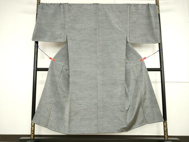 平和屋着物●男性　紬　灰色　正絹　逸品　AAAV8913ma