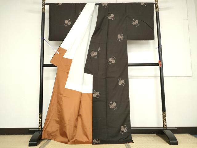 平和屋着物○本場大島紬 地空き 鼓 正絹 逸品 AAAV8921ma 紬