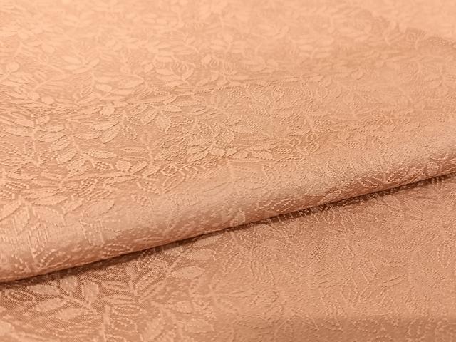 平和屋着物○上質な色無地 南天地紋 紅梅色 正絹 逸品 未