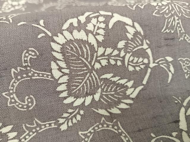 平和屋着物○上質な小紋 紬地 型染め 草花丸文 正絹 逸品 AAAV9024np