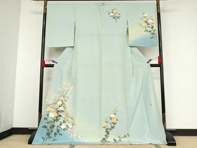 平和屋着物○十日町友禅 女流作家 遠田藤舟 訪問着 草花文 正絹