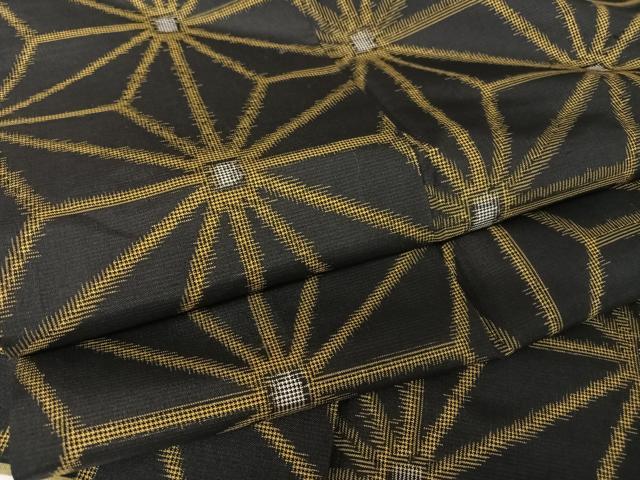 平和屋着物●本場村山大島紬　麻の葉文様　正絹　逸品　AAAV9093np