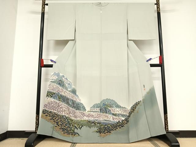 平和屋着物●本加賀友禅作家　村田幸司　色留袖　耶馬渓　遠山樹林文　暈し染め　正絹　逸品　AAAV9104np