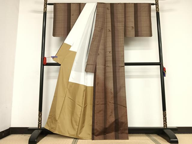 平和屋□極上 本場染大島紬 訪問着 花唐草文 逸品 未使用s8616