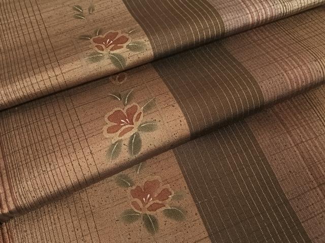 平和屋着物●本場染大島紬　草花間道　正絹　逸品　未使用　AAAV9109np