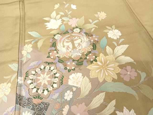 平和屋着物○訪問着 双鳥更紗花唐草文 金彩 正絹 逸品 AAAV9119np
