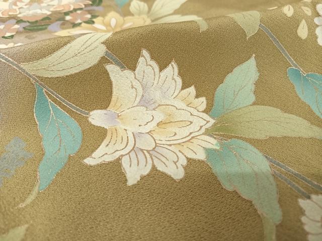 平和屋着物○訪問着 双鳥更紗花唐草文 金彩 正絹 逸品 AAAV9119np