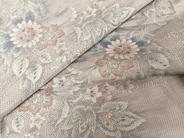 平和屋着物●本場大島紬　白大島　9マルキ　更紗枝花文　正絹　逸品　AAAV9123np