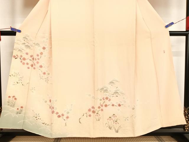 平和屋着物●十日町　名門　滝泰謹製　訪問着　手描き　松竹梅　金彩　正絹　逸品　AABE1858fy 平和屋着物○十日町 名門 滝泰謹製 訪問着 絞り 梅松文 暈し