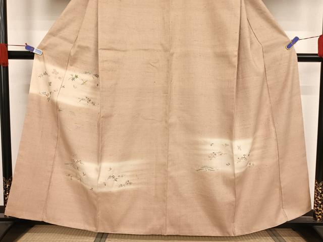 平和屋着物●東京の老舗呉服問屋　菱一　地織紬　舞花文　反端付き　正絹　逸品　未使用　CAAS9232th 平和屋着物○東京の老舗呉服問屋 菱一 地織紬 舞花文