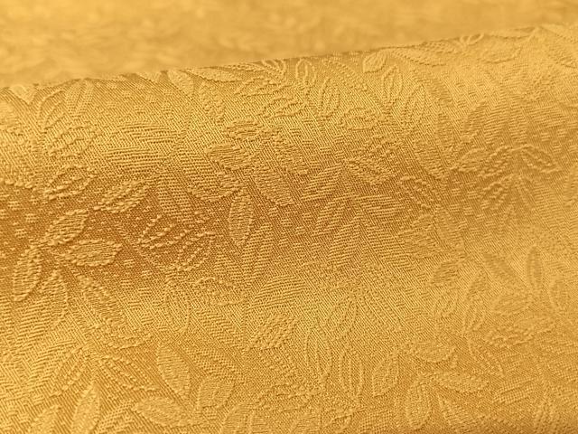 平和屋着物○上質な色無地 南天地紋 山吹茶色 正絹 逸品 未