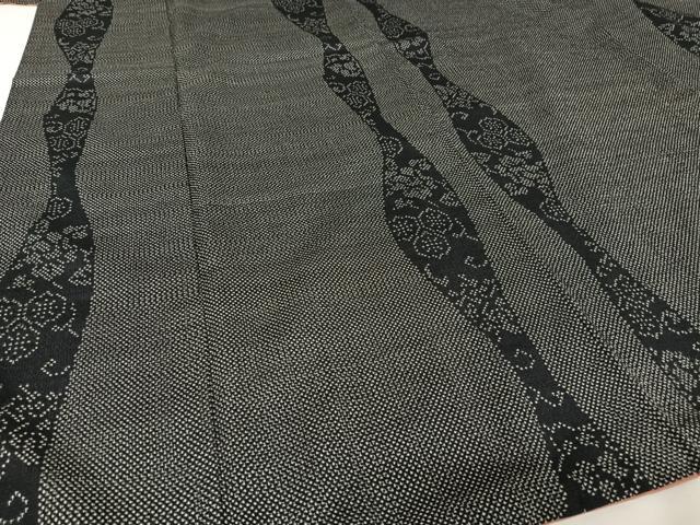 平和屋着物○本塩沢 立涌花文 正絹 逸品 AAAV9163np 紬