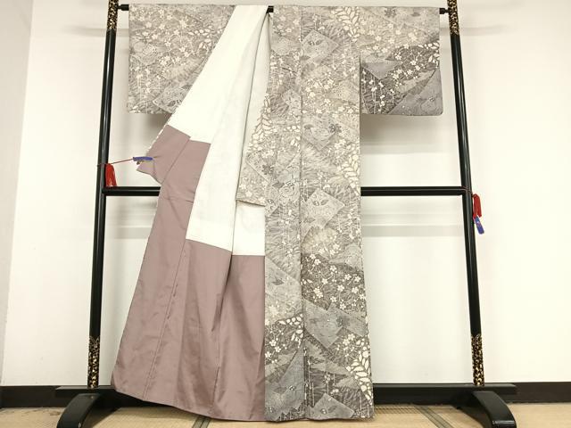 平和屋着物○訪問着 紬地 絞り 辻が花 正絹 逸品 AAAV9171np