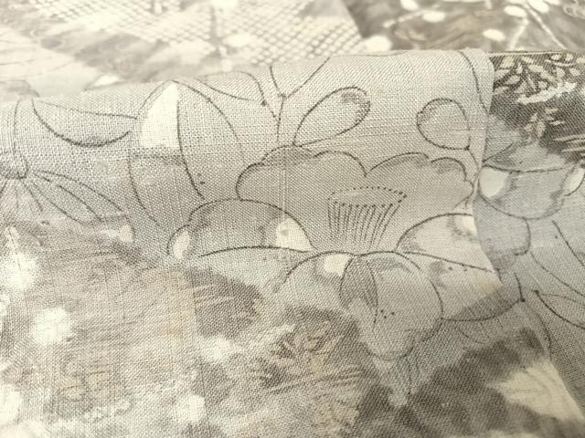 平和屋着物●上質な紬　花尽くし　正絹　逸品　AAAX0203np 平和屋着物○上質な紬 花尽くし 正絹 逸品 AAAX0203np 平和屋着物○