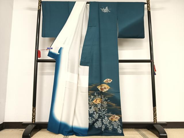 平和屋着物●訪問着　地紙草花文　暈し染め　金彩　正絹　逸品　AABA2724ph 平和屋着物○訪問着 地紙草花文 暈し染め 金彩 正絹 逸品