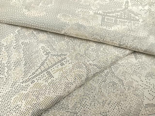 平和屋着物○江戸小紋 万筋 白色×漆黒色 正絹 逸品 AAAZ0017zg