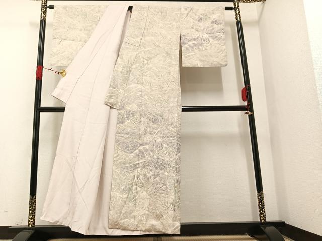 平和屋着物▽訪問着 単衣 麻の葉文様 正絹 逸品 AAAW1463fy