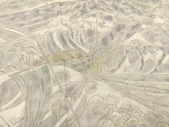 平和屋着物○小林文次郎 訪問着 手描き 更紗花文 鬼しぼ縮緬 正絹