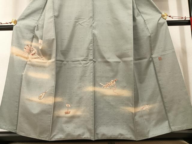 平和屋着物●訪問着　作家物　楽器文　暈し染め　金彩　正絹　逸品　AAAV9438ph 平和屋着物○訪問着 作家物 楽器文 暈し染め 金彩 正絹 逸品